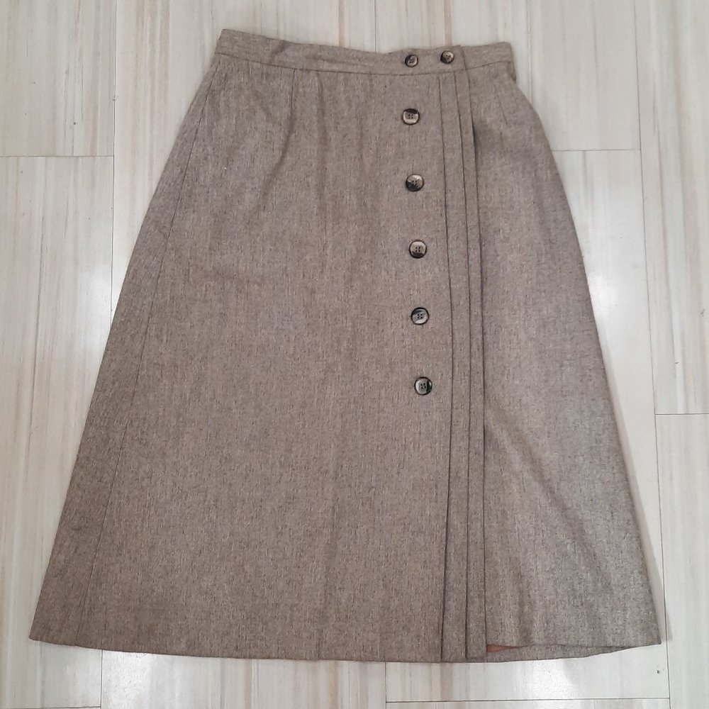 Vtg 70s wool button midi skirt - Newsport brand - Picture 2 of 12